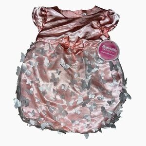 Pink white baby girl butterfly romper satin Nannette 24m nwt new lace tulle